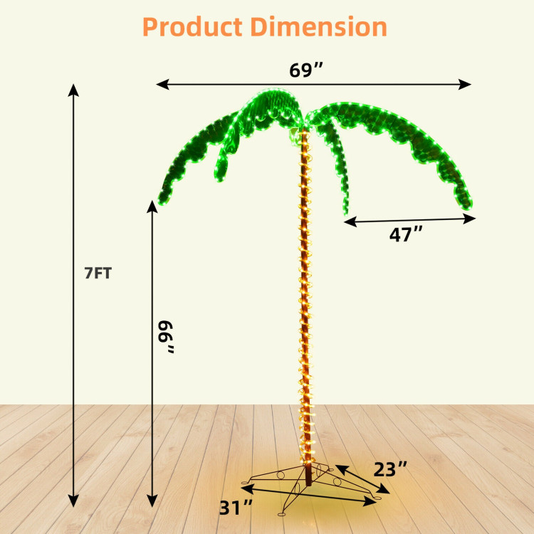7 Feet LED Pre-lit Palm Tree Decor with Light RopeCostway Gallery View 4 of 12