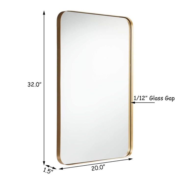 32" x 20" Metal Frame Wall-Mounted Rectangle Mirror-GoldenCostway Gallery View 5 of 11