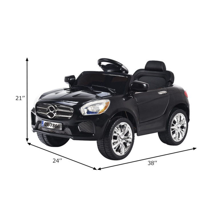 6V Kids Remote Control Battery Powered LED Lights Riding Car-BlackCostway Gallery View 10 of 11