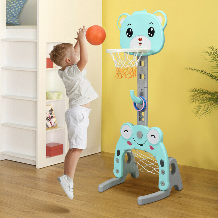 Adjustable Kids 3-in-1 Basketball Hoop Set Stand with BallsCostway Gallery View 5 of 12