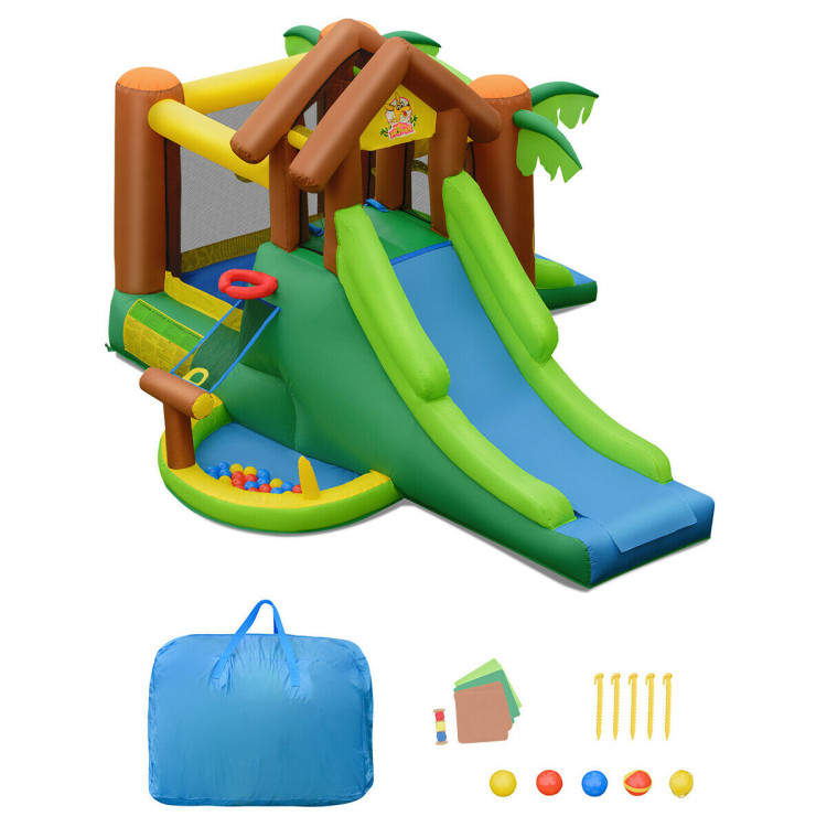 Kids Inflatable Jungle Bounce House Castle including Bag Without BlowerCostway Gallery View 10 of 12