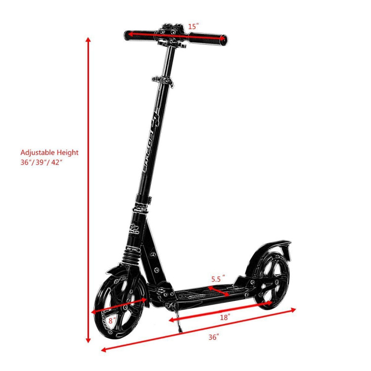 Foldable Dual Suspension Height Adjustable Kids Kick ScooterCostway Gallery View 5 of 10