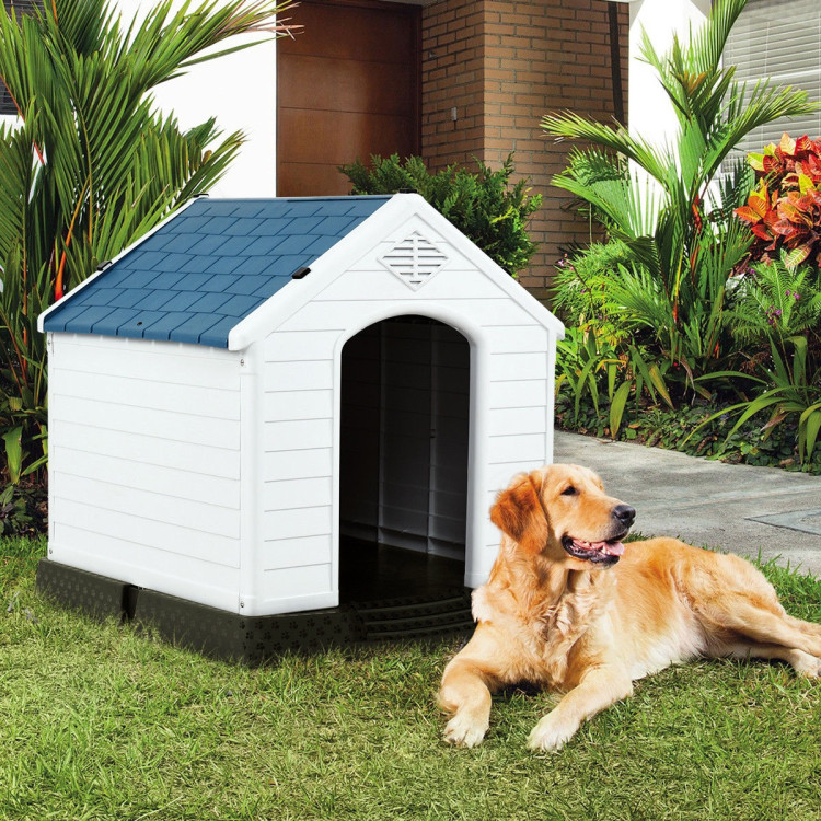 Indoor/Outdoor Waterproof Plastic Dog House Pet Puppy Shelter Costway Gallery View 7 of 11