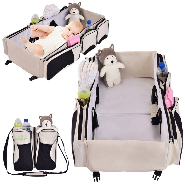 3 in 1 Portable Infant Bassinet Diaper Bag BeigeCostway Gallery View 1 of 11