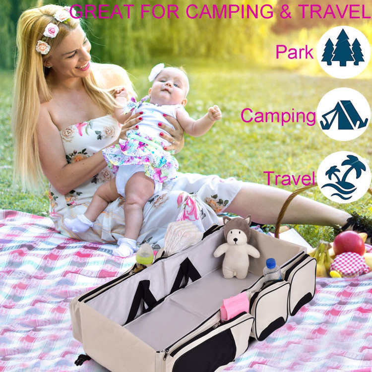 3 in 1 Portable Infant Bassinet Diaper Bag BeigeCostway Gallery View 9 of 11