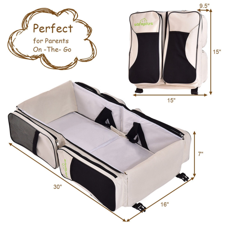 3 in 1 Portable Infant Bassinet Diaper Bag BeigeCostway Gallery View 10 of 11