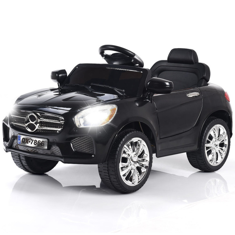 6V Kids Remote Control Battery Powered LED Lights Riding Car-BlackCostway Gallery View 2 of 11