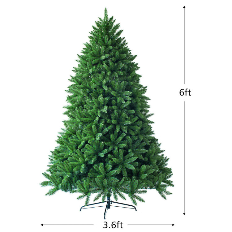 6 Feet Unlit Artificial Christmas Tree with 1250 Branch TipsCostway Gallery View 4 of 11
