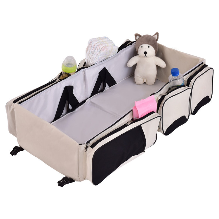 3 in 1 Portable Infant Bassinet Diaper Bag BeigeCostway Gallery View 4 of 11