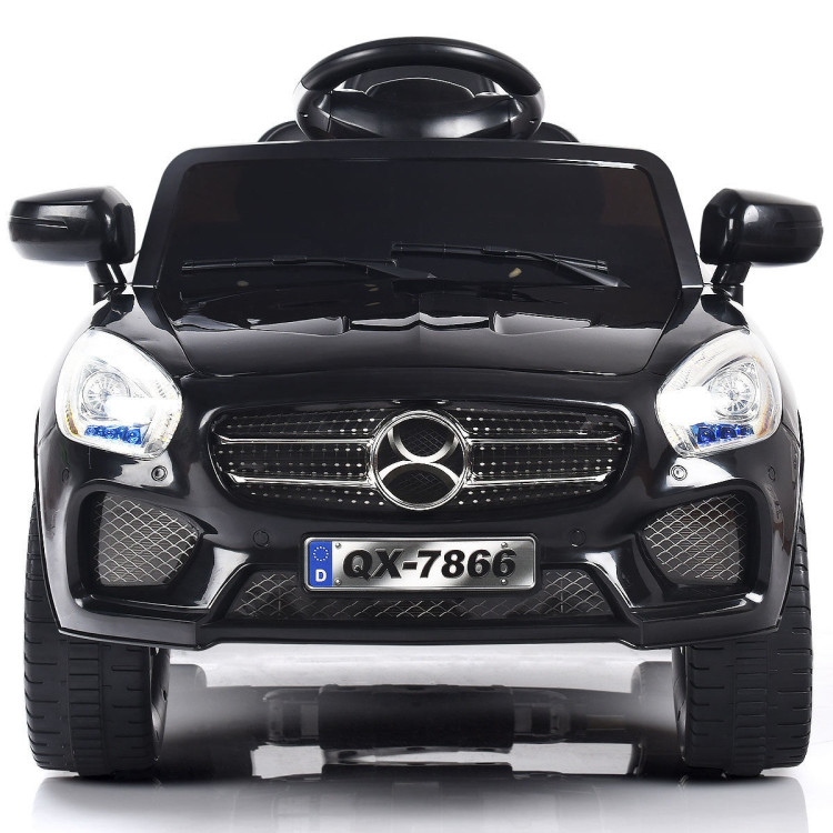 6V Kids Remote Control Battery Powered LED Lights Riding Car-BlackCostway Gallery View 3 of 11