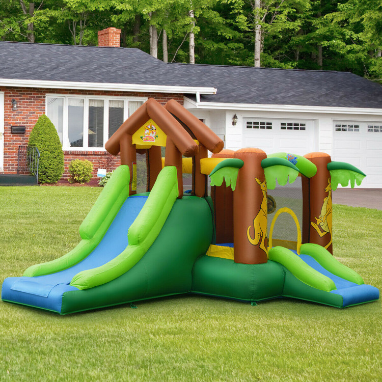 Kids Inflatable Jungle Bounce House Castle including Bag Without BlowerCostway Gallery View 1 of 12