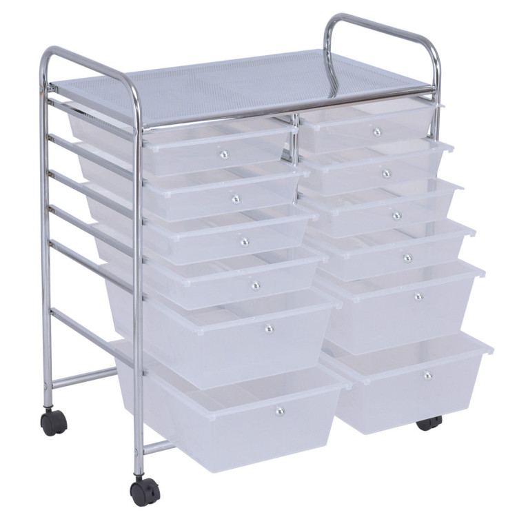 12 in. W x 45 in. H 4-Drawer Rolling Metal Storage Organizer with Fabric  Bins