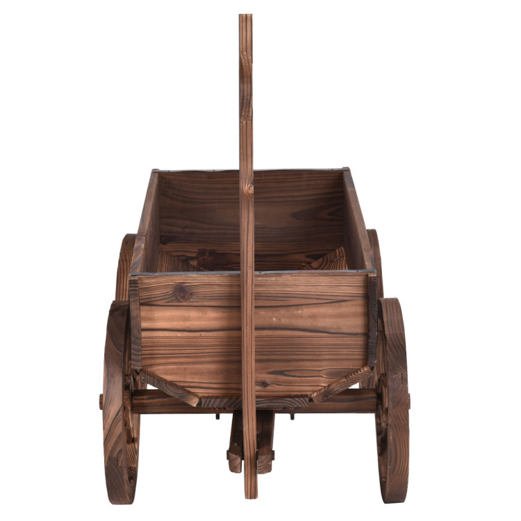 Wood Wagon Planter Pot Stand with WheelsCostway Gallery View 5 of 12