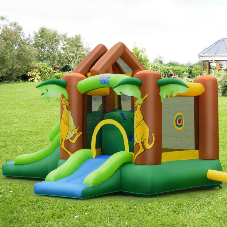 Kids Inflatable Jungle Bounce House Castle including Bag Without BlowerCostway Gallery View 6 of 12
