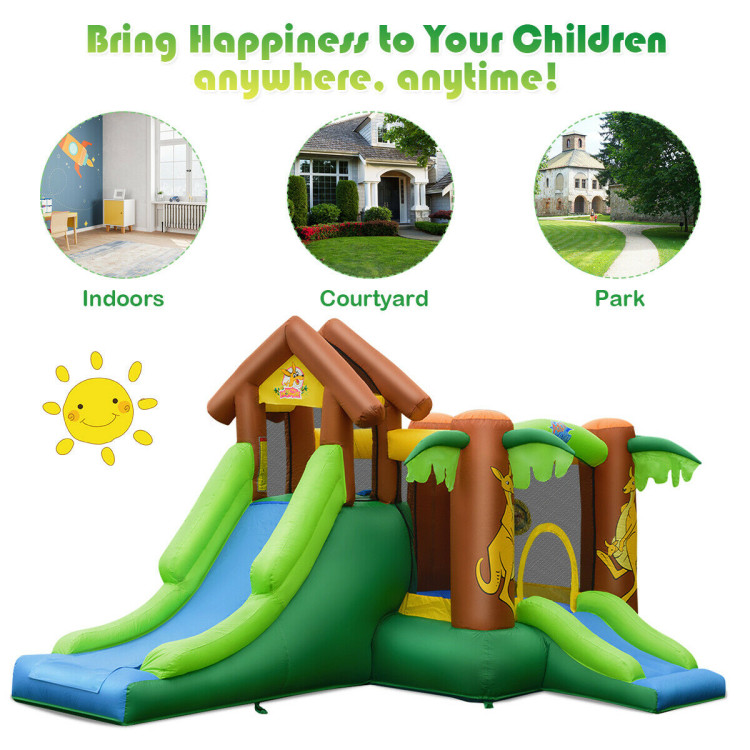 Kids Inflatable Jungle Bounce House Castle including Bag Without BlowerCostway Gallery View 5 of 12