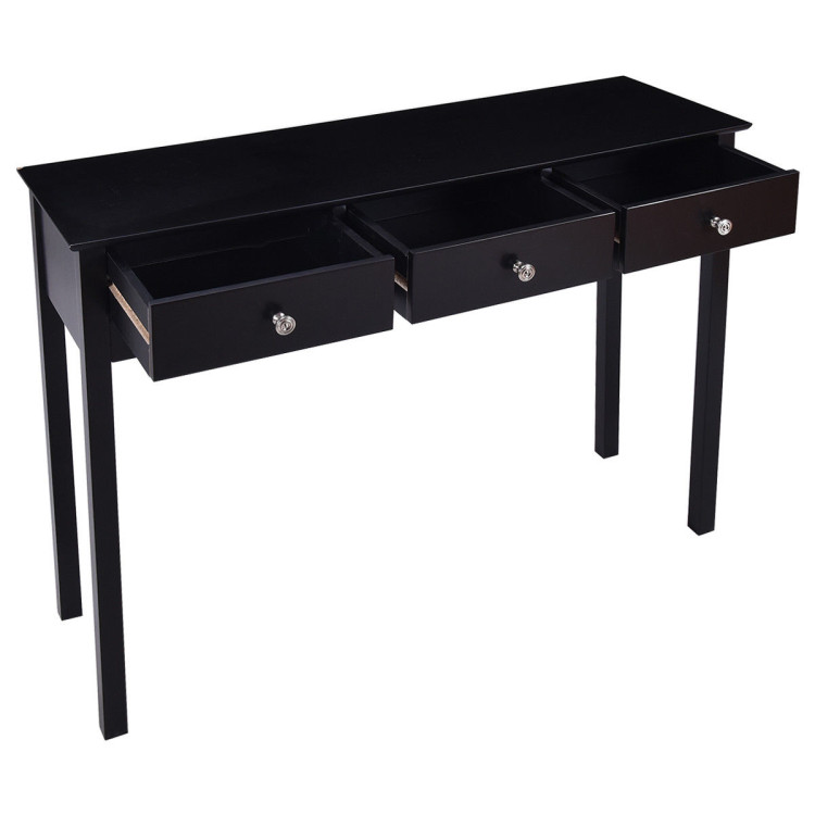 Hall table Side Table w/ 3 Drawers-BlackCostway Gallery View 13 of 17