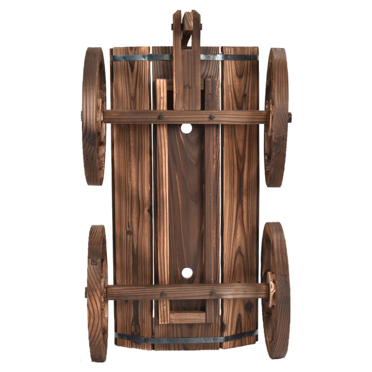 Wood Wagon Planter Pot Stand with WheelsCostway Gallery View 6 of 12