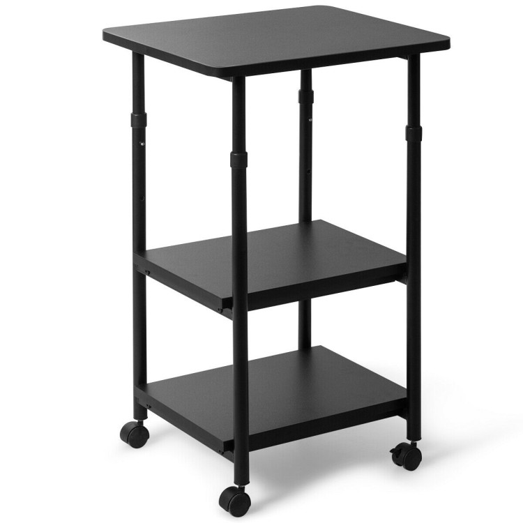 3-tier Adjustable Printer Stand with 360° Swivel Casters-BlackCostway Gallery View 1 of 12