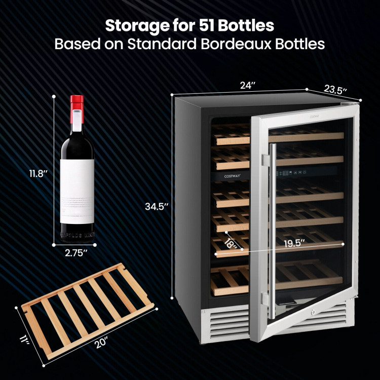 Costway 10'' 12 Bottle Single Zone Freestanding Wine Refrigerator