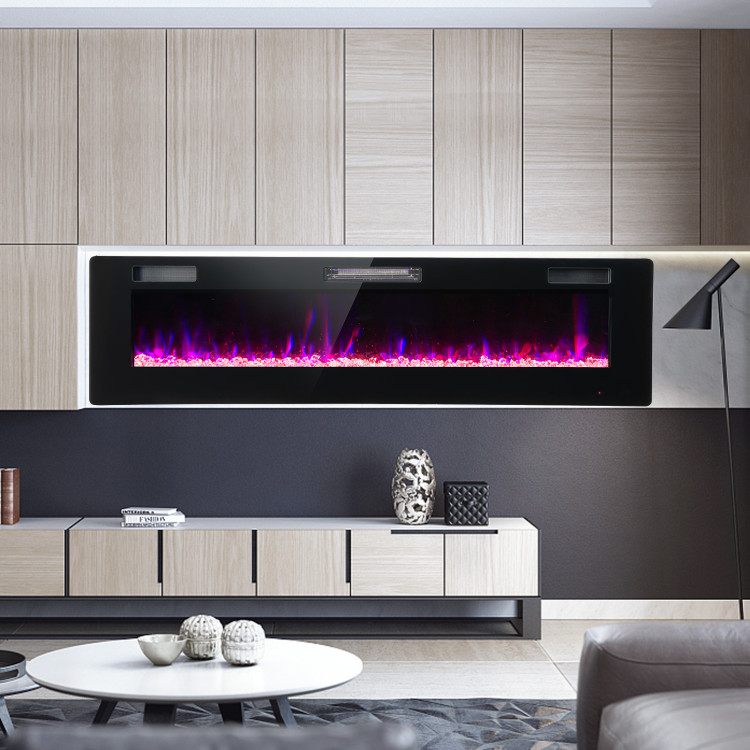 60 Inches Ultra-thin Electric Fireplace with Remote Control and Timer FunctionCostway Gallery View 2 of 10