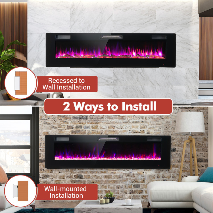 60 Inches Ultra-thin Electric Fireplace with Remote Control and Timer FunctionCostway Gallery View 3 of 10