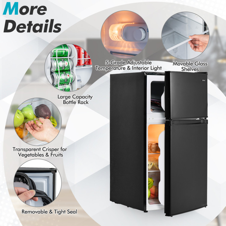 Safeplus Mini Dorm Compact Refrigerator, 3.2 Cu.Ft Compact Refrigerator  Under Counter Refrigerator with Small Freezer Removable Glass Shelves -  Drinks