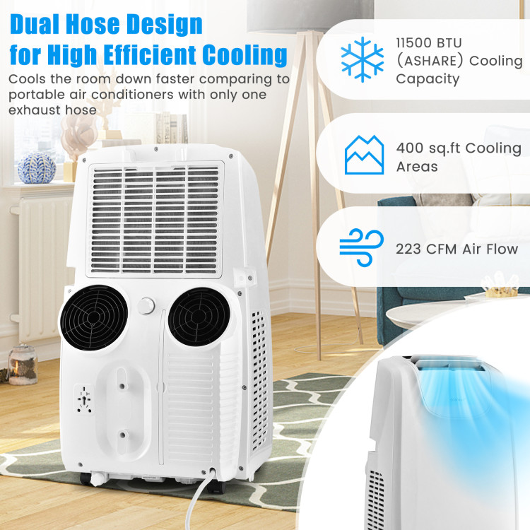 Costway 8000BTU Portable Air Conditioner with Remote Control 3-in-1 - See Details - White