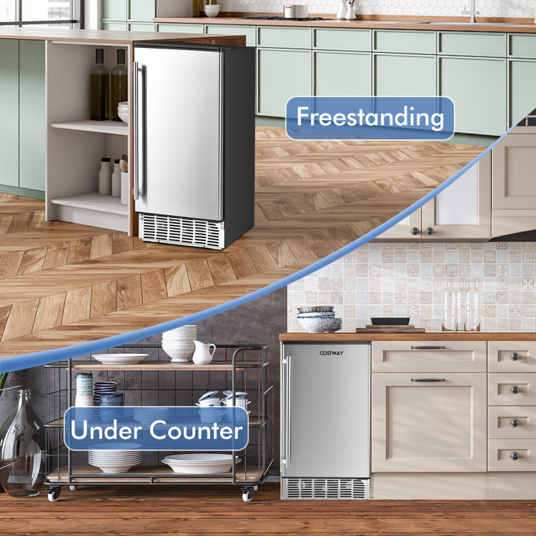 115V Free-Standing Undercounter Built-In Ice Maker with Self