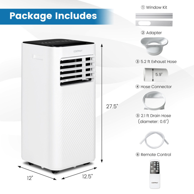 8000 BTU Portable Air Conditioner with Remote Control for Home & Office