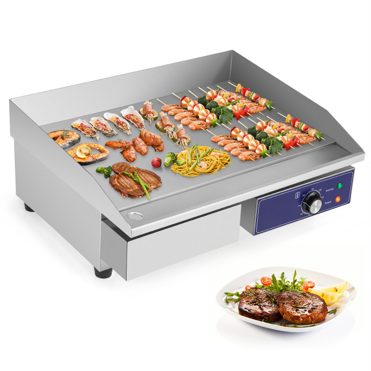 Commercial Electric Griddle with 122℉-572℉ Adjustable Temperature Control