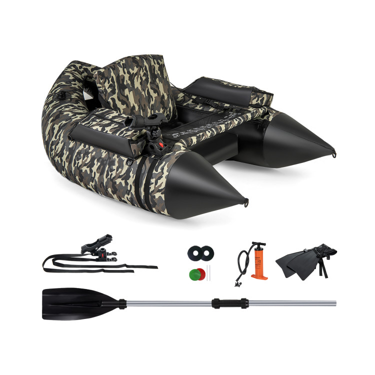 350 LBS Inflatable Fishing Float Tube with Adjustable Backrest and Backpack Straps - Gallery View 1 of 10