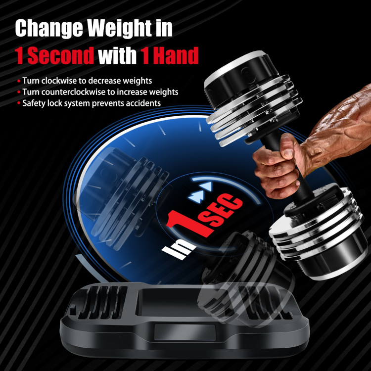5-in-1 Weight Adjustable Dumbbell with Anti-Slip Fast Adjust Turning HandleCostway Gallery View 2 of 10