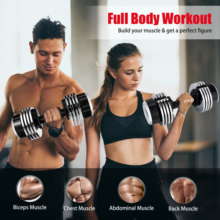 5-in-1 Weight Adjustable Dumbbell with Anti-Slip Fast Adjust Turning HandleCostway Gallery View 7 of 10