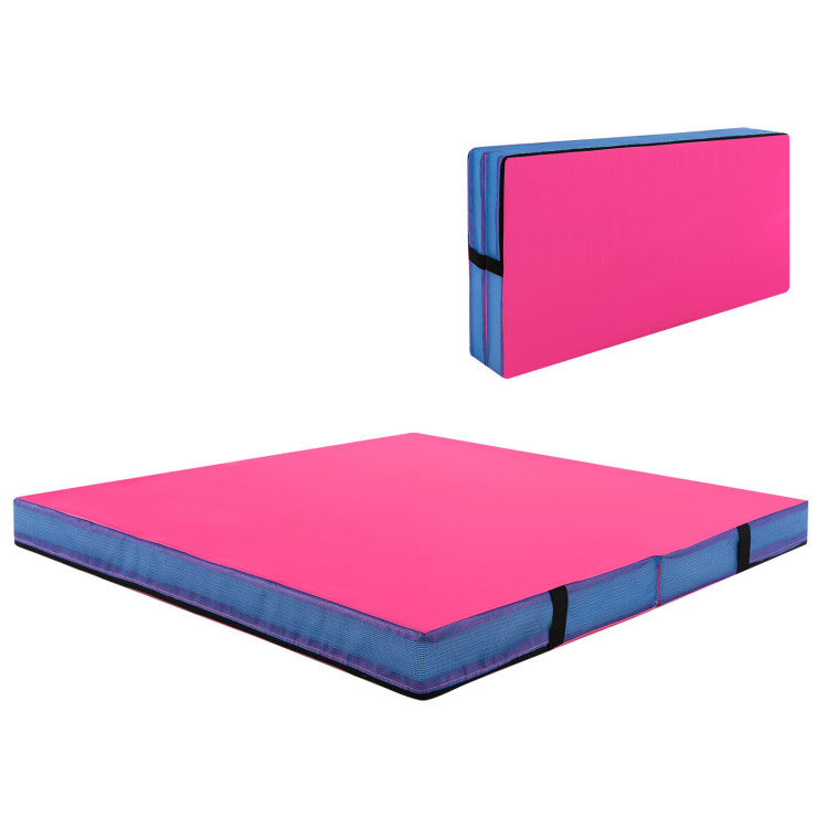 4ft x 4ft x 4in Bi-Folding Gymnastic Tumbling Mat with Handles and Cover -  Costway
