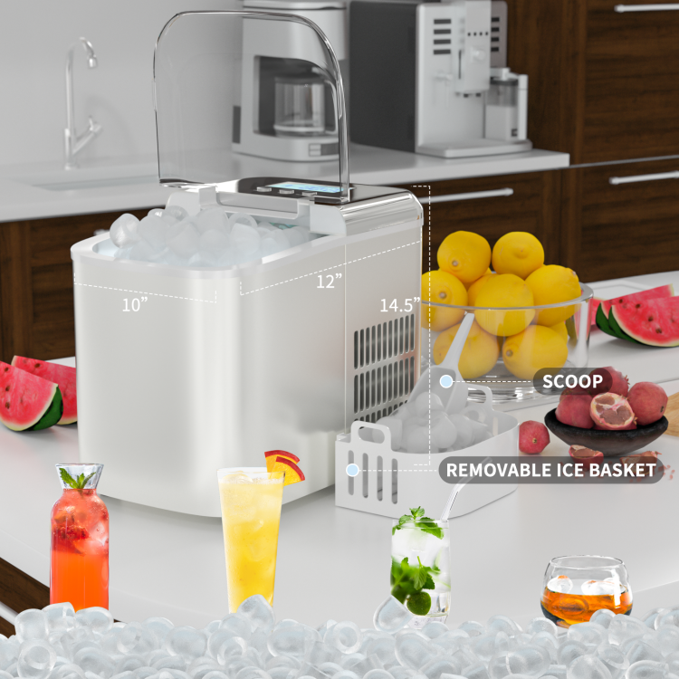 26 lbs Countertop LCD Display Ice Maker with Ice ScoopCostway Gallery View 5 of 10