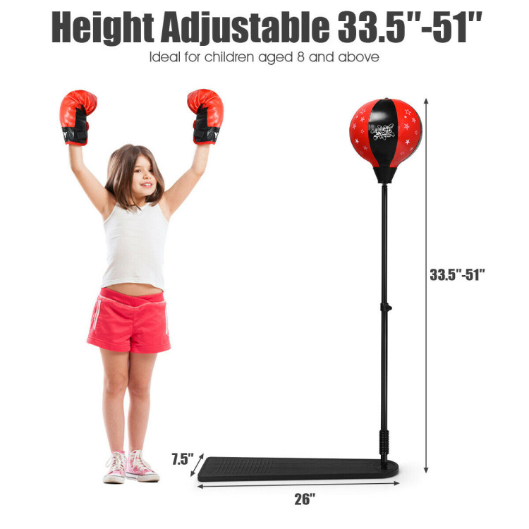 Kids Punching Bag with Adjustable Stand and Boxing GlovesCostway Gallery View 4 of 12