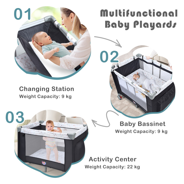 Portable Baby Playard Playpen Nursery Center with MattressCostway Gallery View 5 of 11