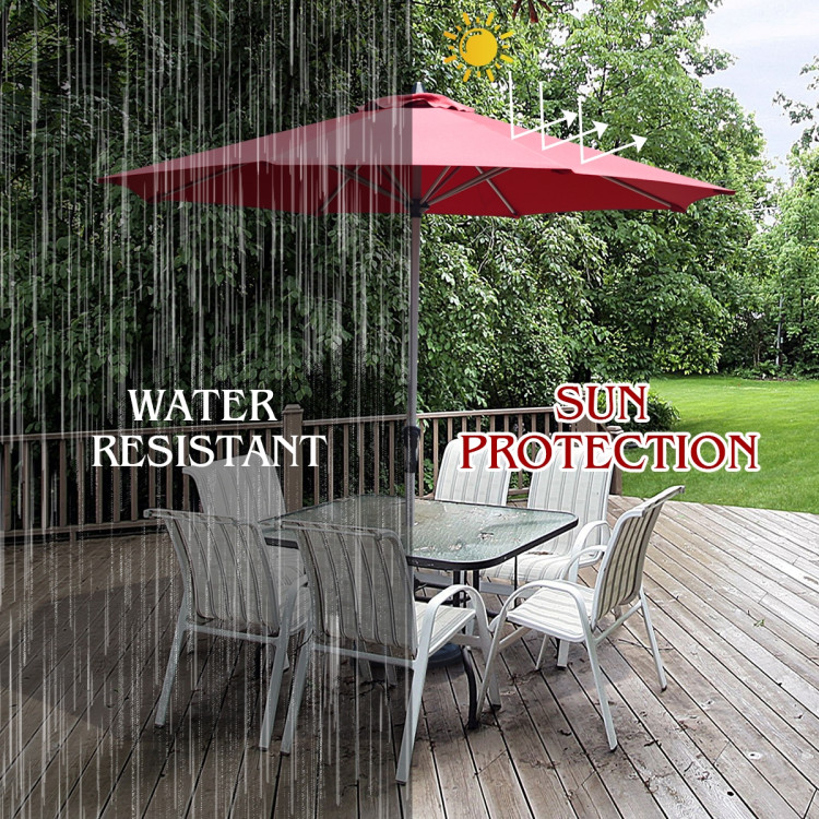 9 Feet Patio Outdoor Market Umbrella with Aluminum Pole without Weight Base-Dark RedCostway Gallery View 3 of 11