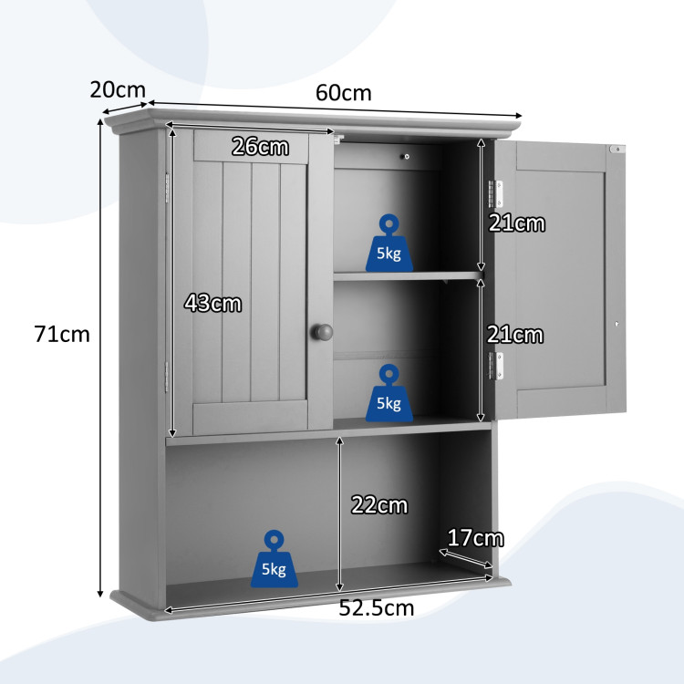 Wall Mount Bathroom Storage Cabinet -Gray - Gallery View 5 of 13