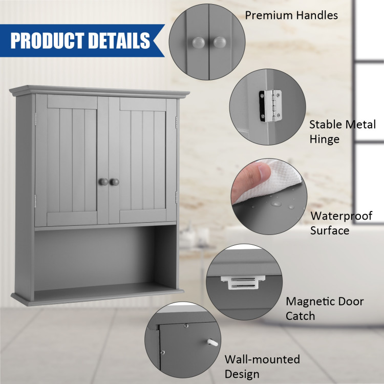 Wall Mount Bathroom Storage Cabinet -Gray - Gallery View 12 of 13