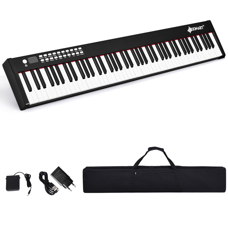 88-Key Portable Full-Size Semi-weighted Digital Piano Keyboard-BlackCostway Gallery View 6 of 11