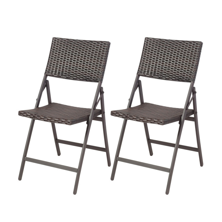 Set of 2 Folding Patio Rattan Portable Dining ChairsCostway Gallery View 4 of 16