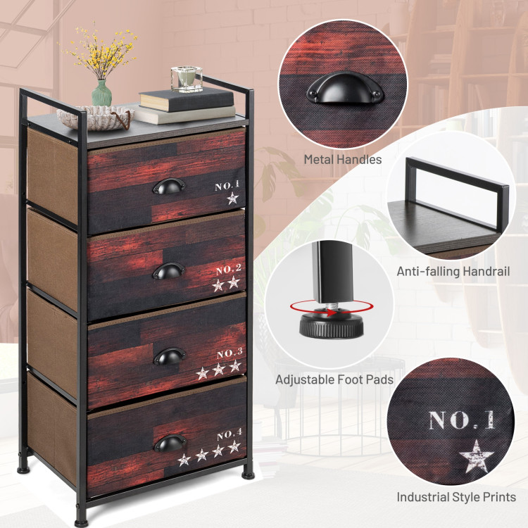 Industrial 4 Fabric Drawers Storage Dresser with Fabric Drawers and Steel FrameCostway Gallery View 8 of 8