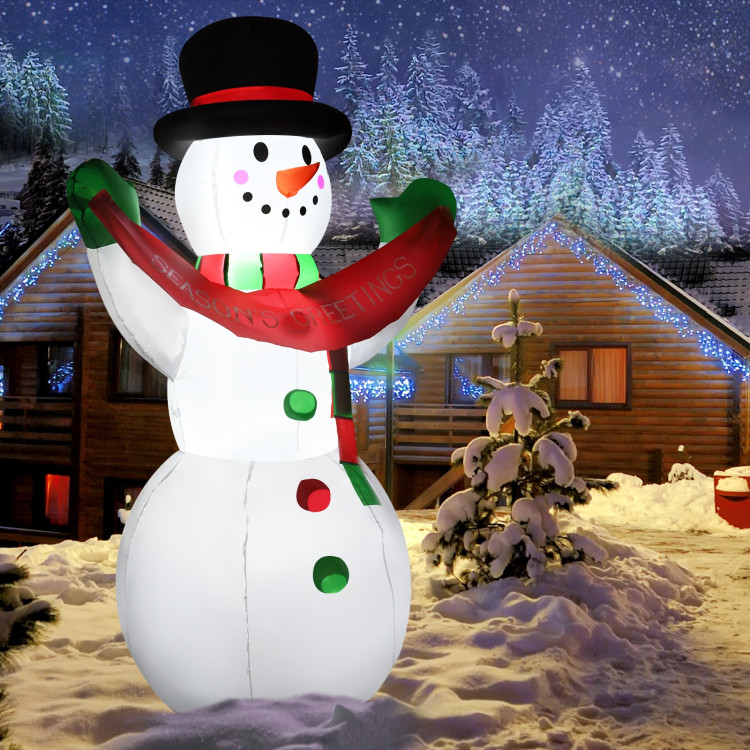 6 Feet Inflatable Christmas Snowman with LED Lights Blow Up Outdoor Yard DecorationCostway Gallery View 6 of 9