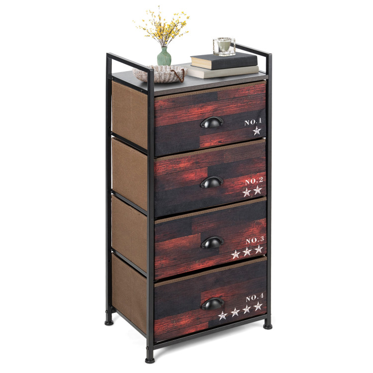 Industrial 4 Fabric Drawers Storage Dresser with Fabric Drawers and Steel FrameCostway Gallery View 1 of 8