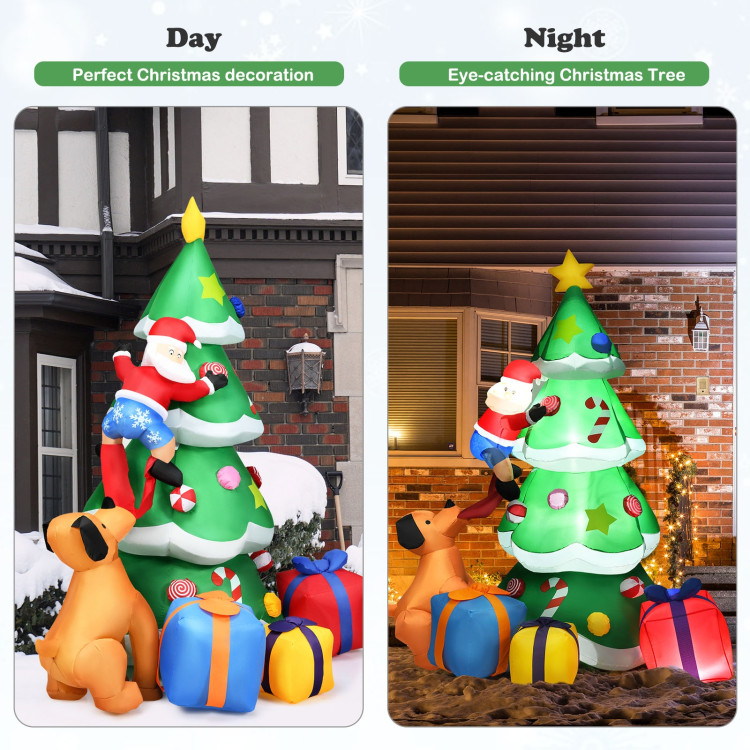 7 Feet Inflatable Christmas Tree Santa Decor with LED LightsCostway Gallery View 9 of 13