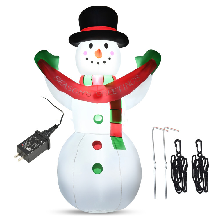 6 Feet Inflatable Christmas Snowman with LED Lights Blow Up Outdoor Yard DecorationCostway Gallery View 8 of 9