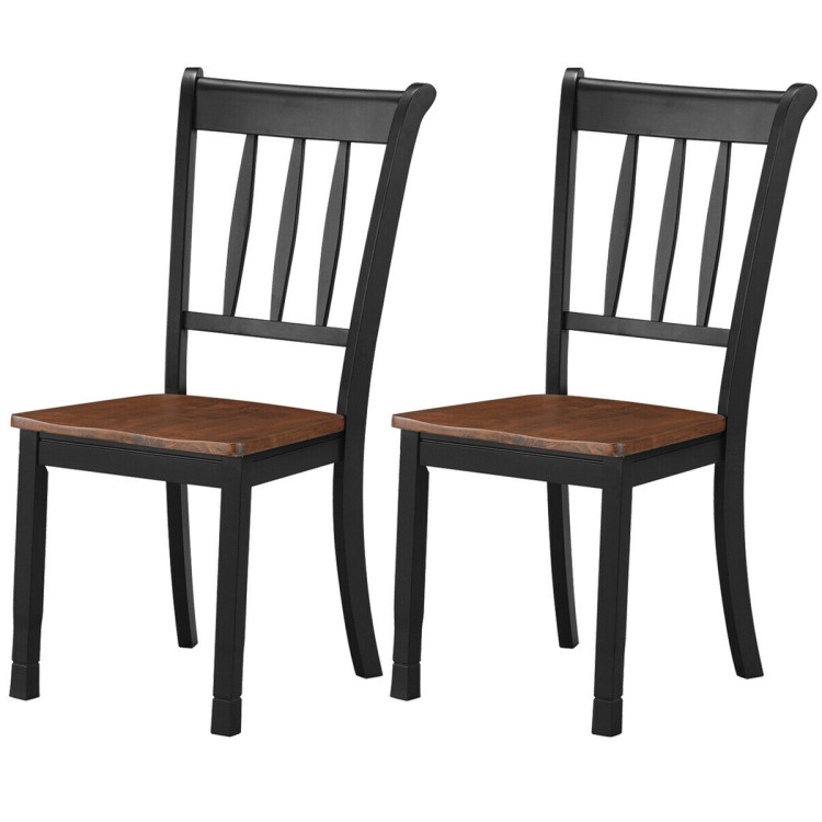 2 Pieces Solid Whitesburg Spindle Back Wood Dining Chairs-BlackCostway Gallery View 4 of 9