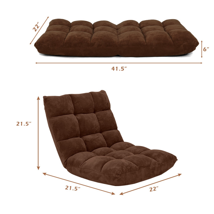 Adjustable 14-position Cushioned Floor Chair-CoffeeCostway Gallery View 5 of 11