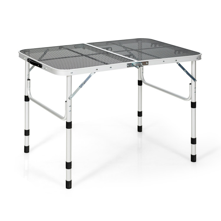YITAHOME 6Ft Metal Folding Table for Grill Portable 2-in-1 Design Folding  Grill Table with Mesh Desktop for Camping Cooking BBQ Picnic, White